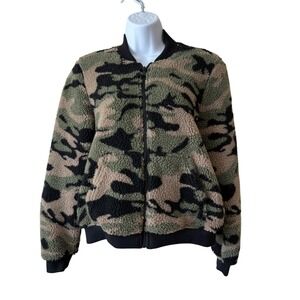 Rock & Republic‎ Camo Sherpa Jacket, Women's Small, Full Zip, Cozy, Fall, Pocket